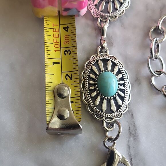 Vintage Style Silver Small Concho Chain Belt main image 13